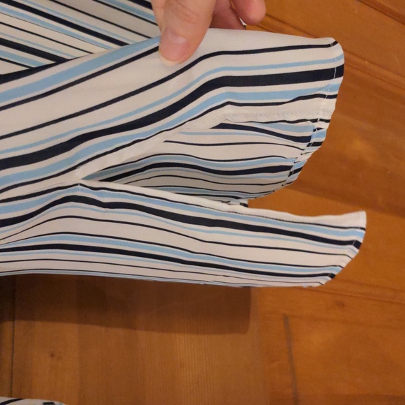 Spense Mandarin Collar Striped Button Up Shirt Blue White Size S - Picture 5 of 10